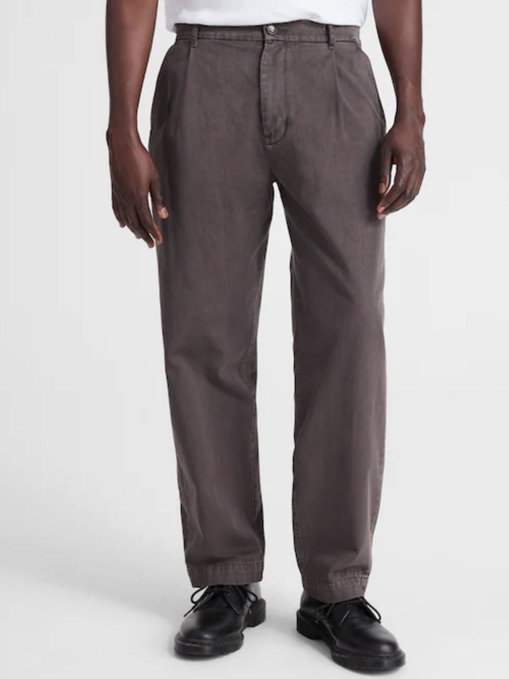 NEW‎ Madewell Pleated Twill Trousers in Soft Charcoal Gray Preppy Cotton Size 38